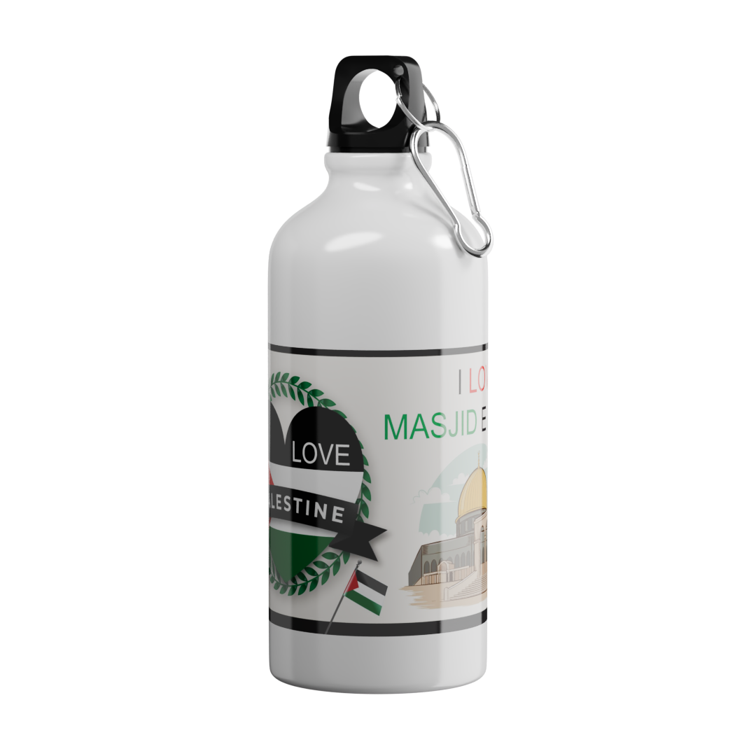 Islamic Water Bottle with Printed "I Love Masjid e Aqsa"