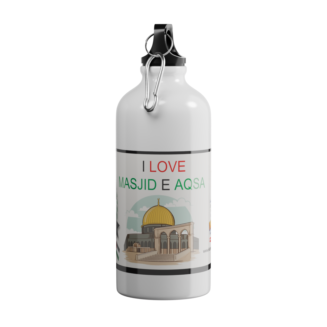 Islamic Water Bottle with Printed "I Love Masjid e Aqsa"