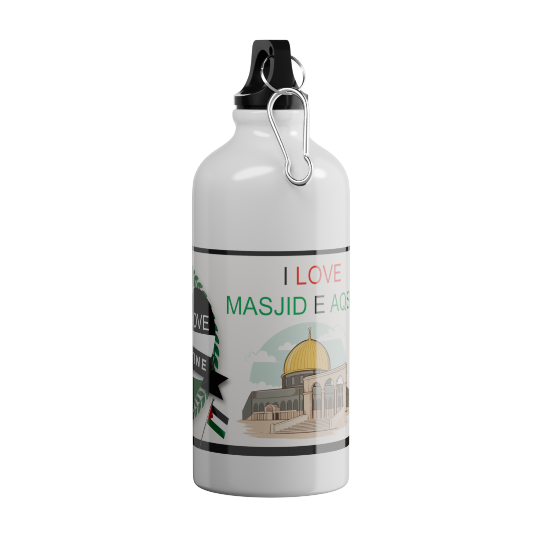 Islamic Water Bottle with Printed "I Love Masjid e Aqsa"