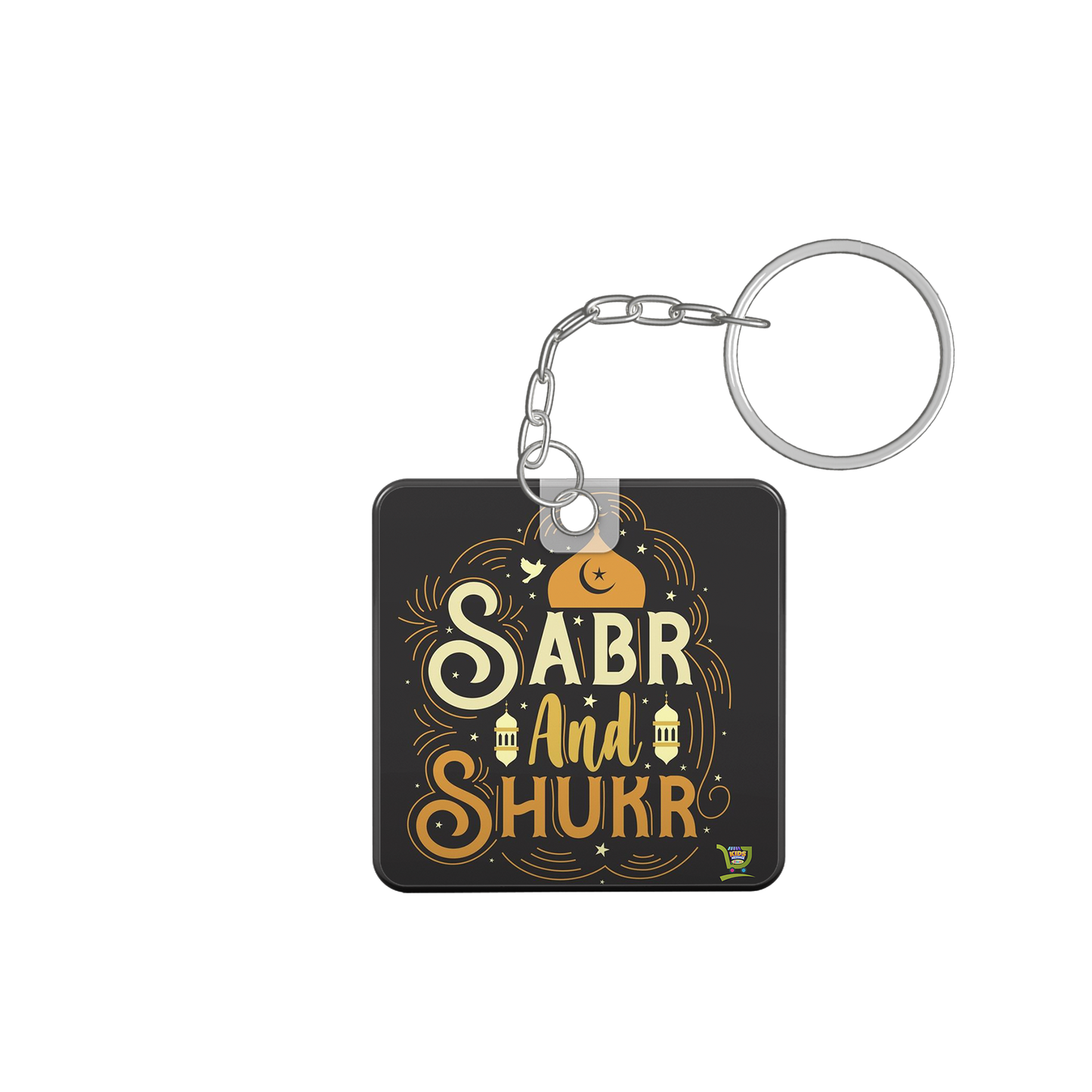 Islamic Keychain, Islamic Gift, Islamic Resin Art (in square) "alhamdulillah for every thing"2 side "Sabar and Shukhar"