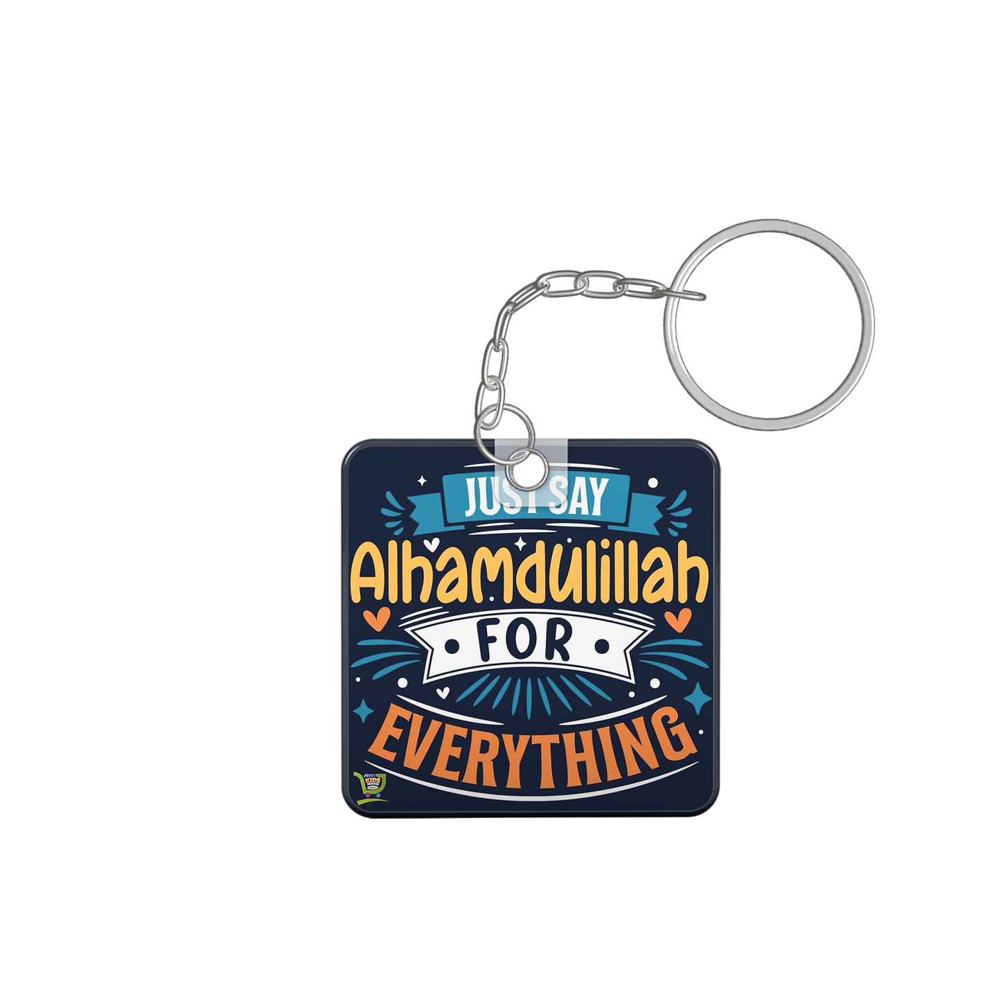 Islamic Keychain, Islamic Gift, Islamic Resin Art (in square) "alhamdulillah for every thing"2 side "Sabar and Shukhar"