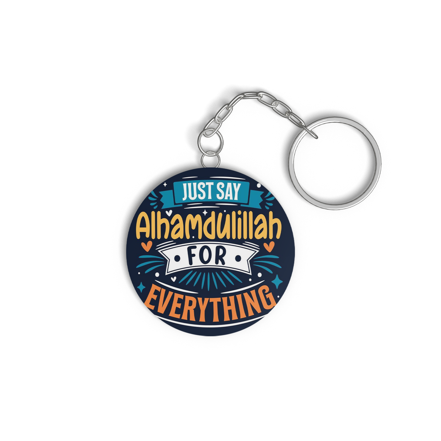 Islamic Keychain, Islamic Gift, Islamic Resin Art "alhamdulillah for everything"2 side "Keep Smiling it's sunnah"