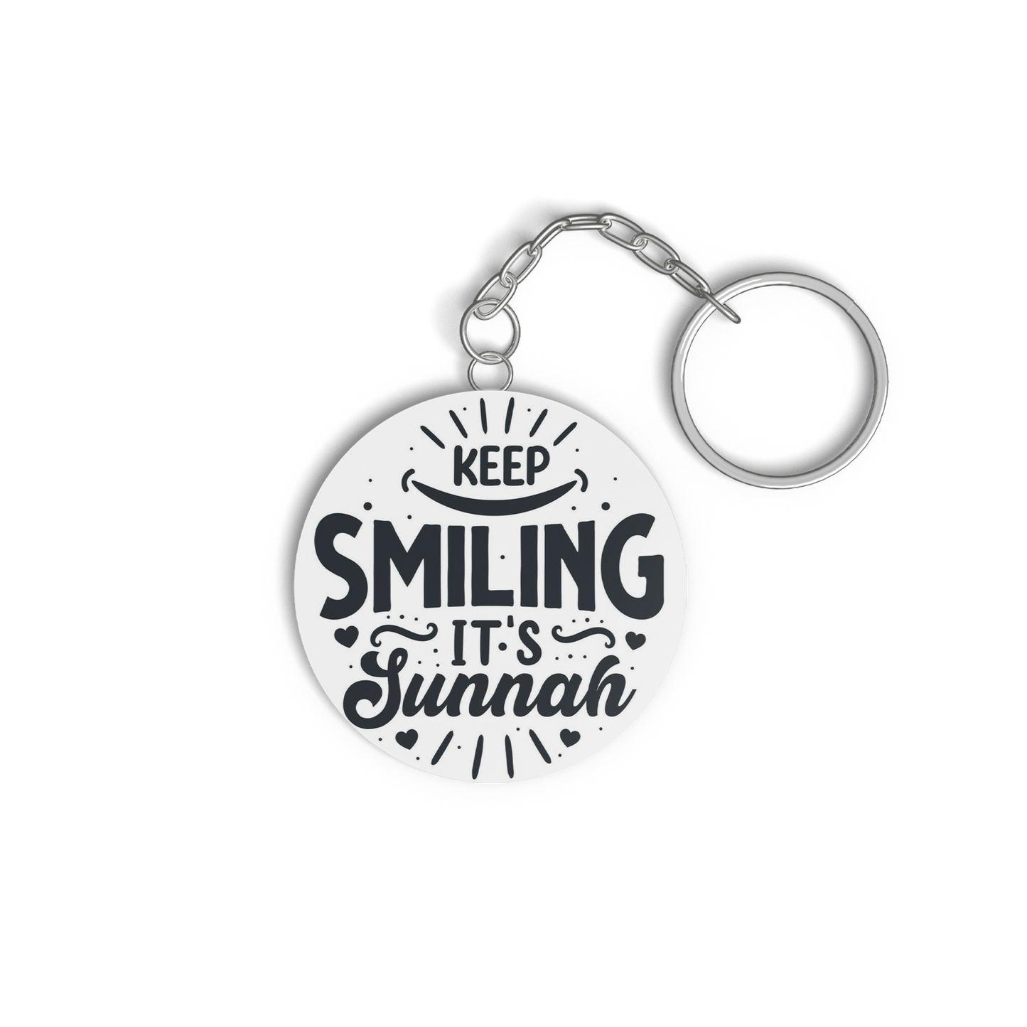 Islamic Keychain, Islamic Gift, Islamic Resin Art "alhamdulillah for everything"2 side "Keep Smiling it's sunnah"